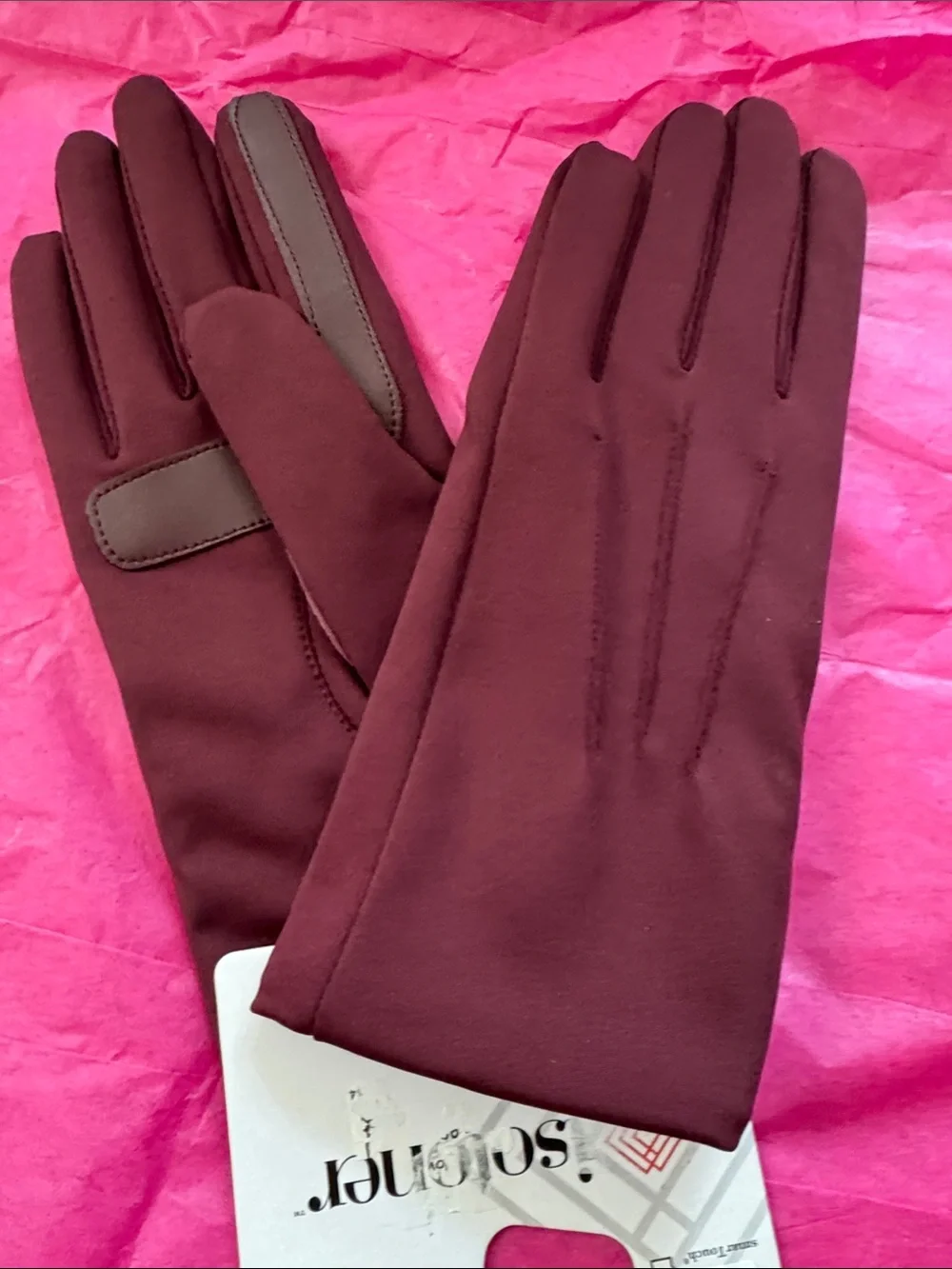isotoner Women's Burgundy Dress Gloves - Picture 2 of 5